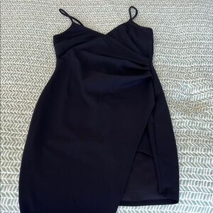 Blue Blush Asymmetrical Black Dress